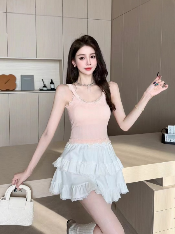 LACE包邊坑條連TOP吊帶小背心